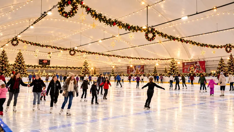 Гости катаются на крытой ледовой арене Маяк